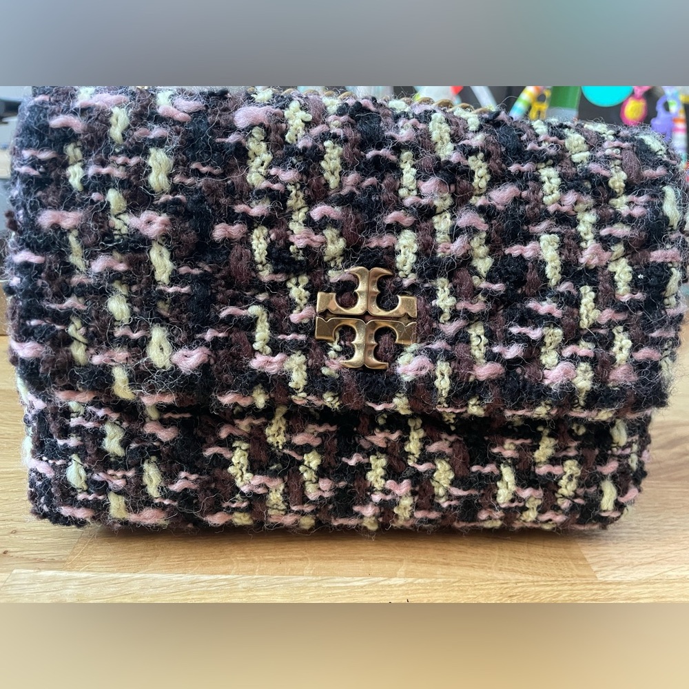 Brand New Small Kira Tweed Wool Blend Convertible Shoulder Bag Tory Burch